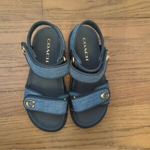 Coach Blue Sandals with Gold Buckles